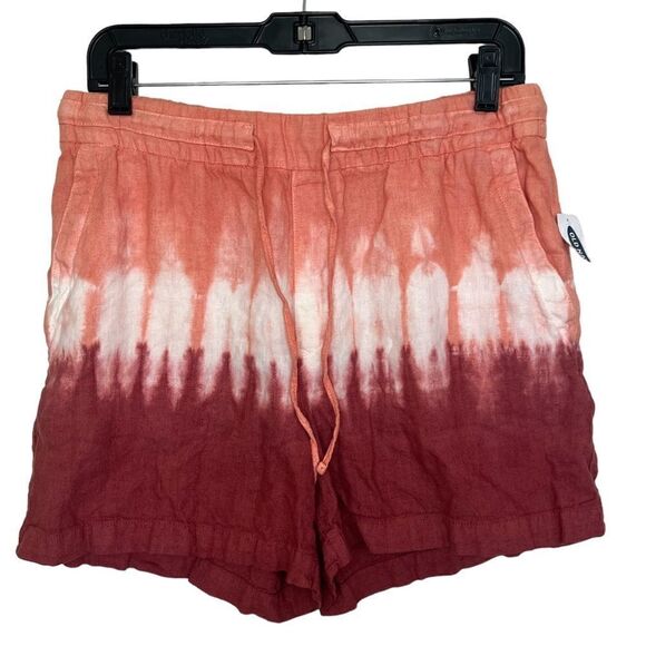 Old Navy Raspberry Dip-Dye High-Waisted Linen-Blend Shorts Size Medium - Picture 1 of 9